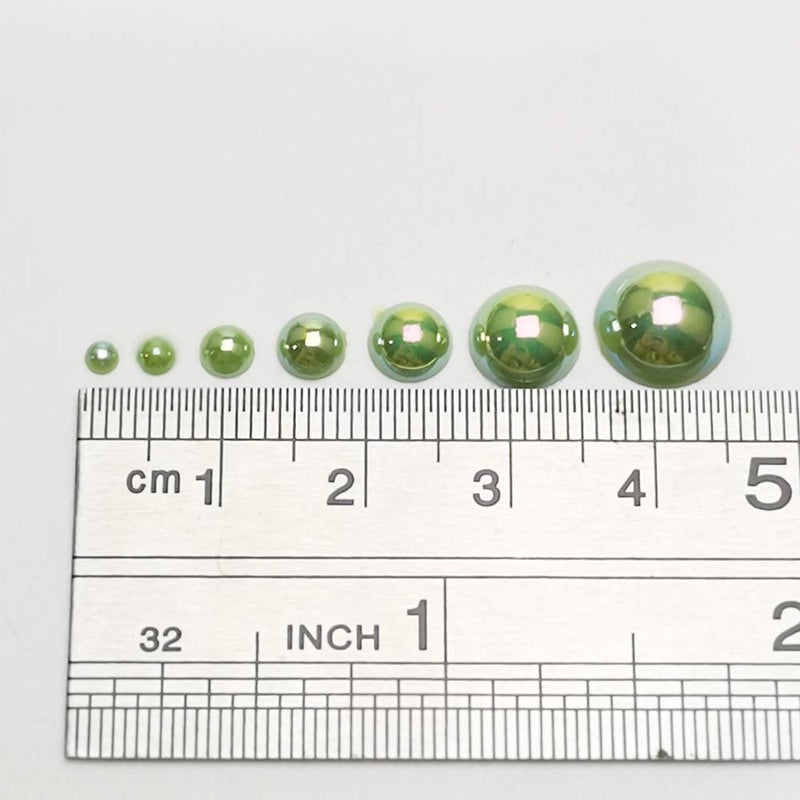 Chenkou Craft 3000PCS 1 Box Green Round Flatback Imitation Half Pearls Bead Loose Beads Gem (Green Half Ball) - Image 3